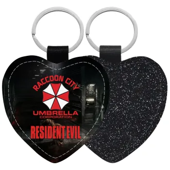 Resident Evil, Μπρελόκ PU δερμάτινο glitter καρδιά ΜΑΥΡΟ