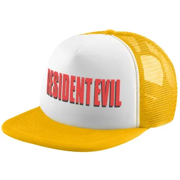 Resident Evil, Adult Soft Trucker Hat with Yellow/White Mesh (POLYESTER, ADULT, UNISEX, ONE SIZE)