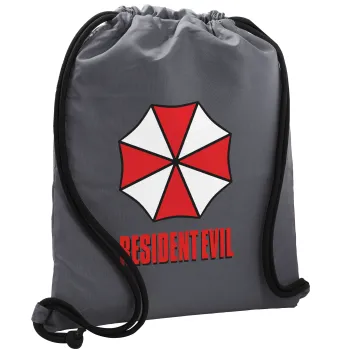 Resident Evil, Τσάντα πλάτης πουγκί GYMBAG ΓΚΡΙ, με τσέπη (40x48cm) & χονδρά κορδόνια
