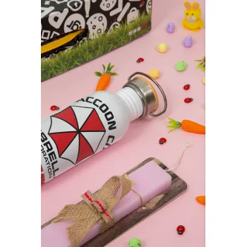 Resident Evil, Easter Set, SS Metallic water bottle (620ml, stainless steel) & scented flat Easter candle (30cm) (PINK)