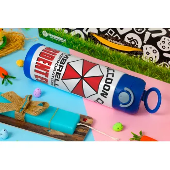 Resident Evil, Easter candle, Childrens hot water bottle, stainless steel, with safety straw, BLUE (500ml)