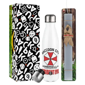 Resident Evil, Easter candle, metallic white thermos bottle (500ml) & aromatic flat candle (30cm) (GRAY)