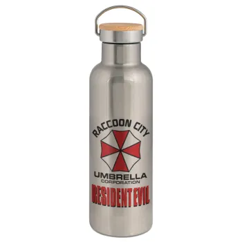 Resident Evil, Stainless steel Silver with wooden lid (bamboo), double wall, 750ml