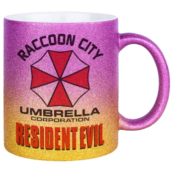 Resident Evil, Κούπα Χρυσή/Ροζ Glitter, κεραμική, 330ml
