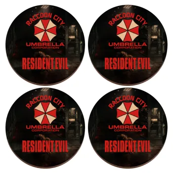Resident Evil, ΣΕΤ x4 Σουβέρ ξύλινα στρογγυλά plywood (9cm)