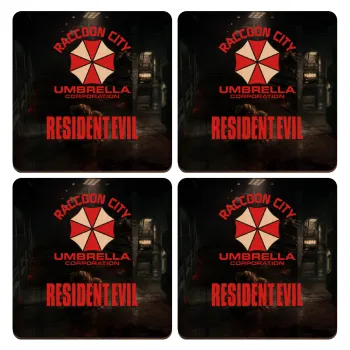 Resident Evil, ΣΕΤ x4 Σουβέρ ξύλινα τετράγωνα plywood (9cm)