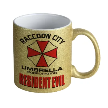 Resident Evil, Κούπα Χρυσή Glitter που γυαλίζει, κεραμική, 330ml