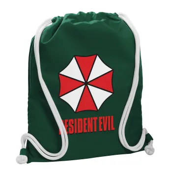 Resident Evil, Backpack pouch GYMBAG BOTTLE GREEN, with pocket (40x48cm) & thick white cords