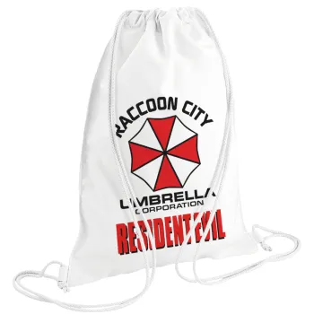 Resident Evil, Τσάντα πλάτης πουγκί GYMBAG λευκή (28x40cm)