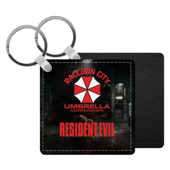 Resident Evil, Μπρελόκ Δερματίνη, τετράγωνο ΜΑΥΡΟ (5x5cm)