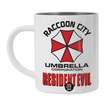 Resident Evil, Λευκή Ανοξείδωτη Μεταλλική Κούπα 450ml - Διπλού Τοιχώματος 