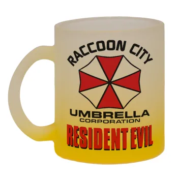 Resident Evil, Κούπα γυάλινη δίχρωμη με βάση το κίτρινο ματ, 330ml