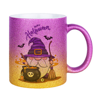 Happy Halloween (Χαλοουίν), Κούπα Χρυσή/Ροζ Glitter, κεραμική, 330ml