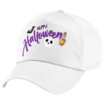 Happy Halloween (Χαλοουίν), Καπέλο παιδικό Baseball, 100% Βαμβακερό Twill, Λευκό (ΒΑΜΒΑΚΕΡΟ, ΠΑΙΔΙΚΟ, UNISEX, ONE SIZE)