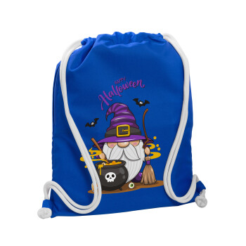 Happy Halloween (Χαλοουίν), Backpack pouch GYMBAG Blue, with pocket (40x48cm) & thick cords