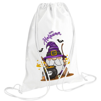 Happy Halloween (Χαλοουίν), Τσάντα πλάτης πουγκί GYMBAG λευκή (28x40cm)