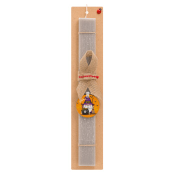 Happy Halloween (Χαλοουίν), Easter Set, wooden keychain & scented Easter candle flat (30cm) (GRAY)