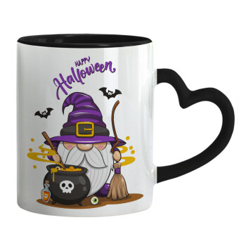 Happy Halloween (Χαλοουίν), Mug heart black handle, ceramic, 330ml