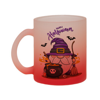 Happy Halloween (Χαλοουίν), Κούπα γυάλινη δίχρωμη με βάση το κόκκινο ματ, 330ml