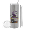 Tumbler stainless steel Silver 600ml, with metal straw & cleaning brush