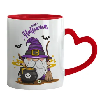 Happy Halloween (Χαλοουίν), Κούπα καρδιά χερούλι κόκκινη, κεραμική, 330ml