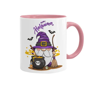 Happy Halloween (Χαλοουίν), Κούπα χρωματιστή ροζ, κεραμική, 330ml