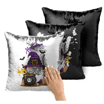 Happy Halloween (Χαλοουίν), Μαξιλάρι καναπέ Μαγικό Μαύρο με πούλιες 40x40cm περιέχεται το γέμισμα