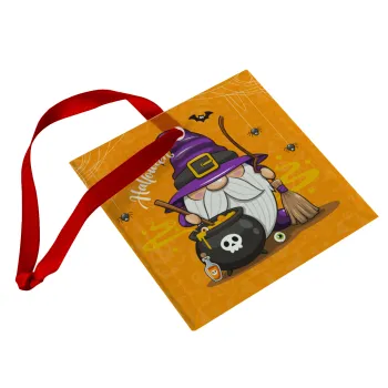 Happy Halloween (Χαλοουίν), Christmas ornament, glass square ornament 9x9cm