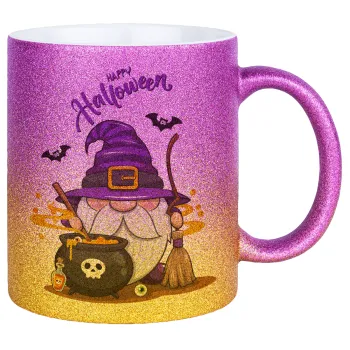 Happy Halloween (Χαλοουίν), Κούπα Χρυσή/Ροζ Glitter, κεραμική, 330ml