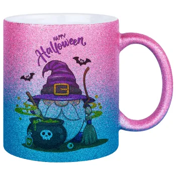 Happy Halloween (Χαλοουίν), Κούπα Χρυσή/Μπλε Glitter, κεραμική, 330ml