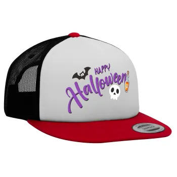 Happy Halloween (Χαλοουίν), Καπέλο Ενηλίκων Foam Flat Snapback με Δίχτυ Κόκκινο-Λευκό-Μαύρο (POLYESTER, ΕΝΗΛΙΚΩΝ, UNISEX, ONE SIZE)