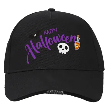 Happy Halloween (Χαλοουίν), Work & Activity LED Light Cap – Perfect for Night & Low Light Conditions (100% COTTON, ADULT, UNISEX)