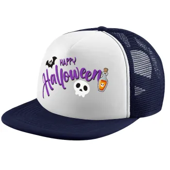 Happy Halloween (Χαλοουίν), Καπέλο Ενηλίκων Soft Trucker με Δίχτυ Dark Blue/White (POLYESTER, ΕΝΗΛΙΚΩΝ, UNISEX, ONE SIZE)