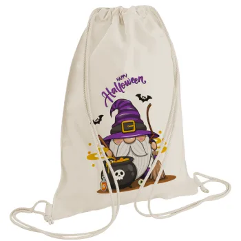 Happy Halloween (Χαλοουίν), Backpack bag GYMBAG natural (28x40cm)