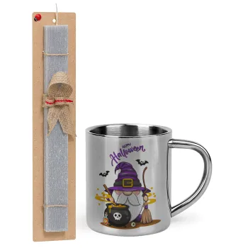 Happy Halloween (Χαλοουίν), Easter Set, metallic thermal cup (300ml) & Easter aromatic flat candle (30cm) (GRAY)