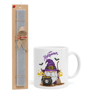 Happy Halloween (Χαλοουίν), Easter Set, Ceramic Cup (330ml) & Easter aromatic flat candle (30cm) (GRAY)