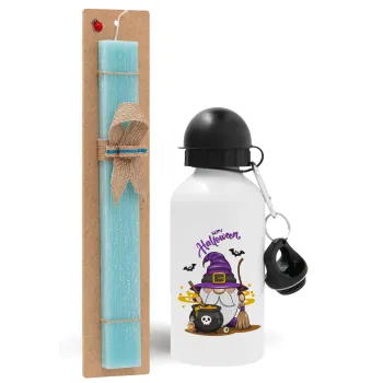 Happy Halloween (Χαλοουίν), Πασχαλινή Λαμπάδα με παγούρι μεταλλικό αλουμινίου (500ml) & λαμπάδα αρωματική πλακέ (30cm) (ΤΙΡΚΟΥΑΖ)