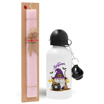 Happy Halloween (Χαλοουίν), Easter Set, metallic aluminum bottle (500ml) & aromatic flat Easter candle (30cm) (PINK)