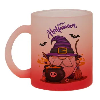 Happy Halloween (Χαλοουίν), Κούπα γυάλινη δίχρωμη με βάση το κόκκινο ματ, 330ml