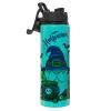 Metallic water bottle with safety lid, 850ml aluminum