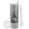 Tumbler stainless steel Silver 600ml, with metal straw & cleaning brush
