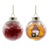 Transparent Christmas tree ball ornament with red filling 8cm