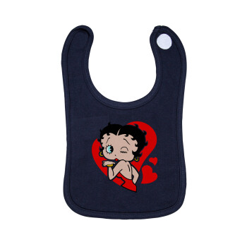Betty Boop, Σαλιάρα με Σκρατς 100% Organic Cotton Μπλε (0-18 months)