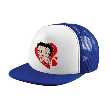 Betty Boop, Καπέλο παιδικό Soft Trucker με Δίχτυ ΜΠΛΕ/ΛΕΥΚΟ (POLYESTER, ΠΑΙΔΙΚΟ, ONE SIZE)