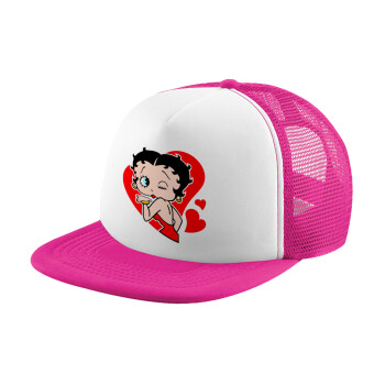 Betty Boop, Καπέλο Soft Trucker με Δίχτυ Pink/White 