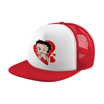 Betty Boop, Καπέλο Ενηλίκων Soft Trucker με Δίχτυ Red/White (POLYESTER, ΕΝΗΛΙΚΩΝ, UNISEX, ONE SIZE)