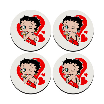 Betty Boop, SET of 4 round wooden coasters (9cm)