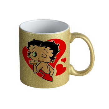 Betty Boop, Κούπα Χρυσή Glitter που γυαλίζει, κεραμική, 330ml
