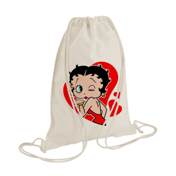 Betty Boop, Τσάντα πλάτης πουγκί GYMBAG natural (28x40cm)