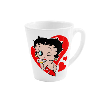 Betty Boop, Κούπα κωνική Latte Λευκή, κεραμική, 300ml